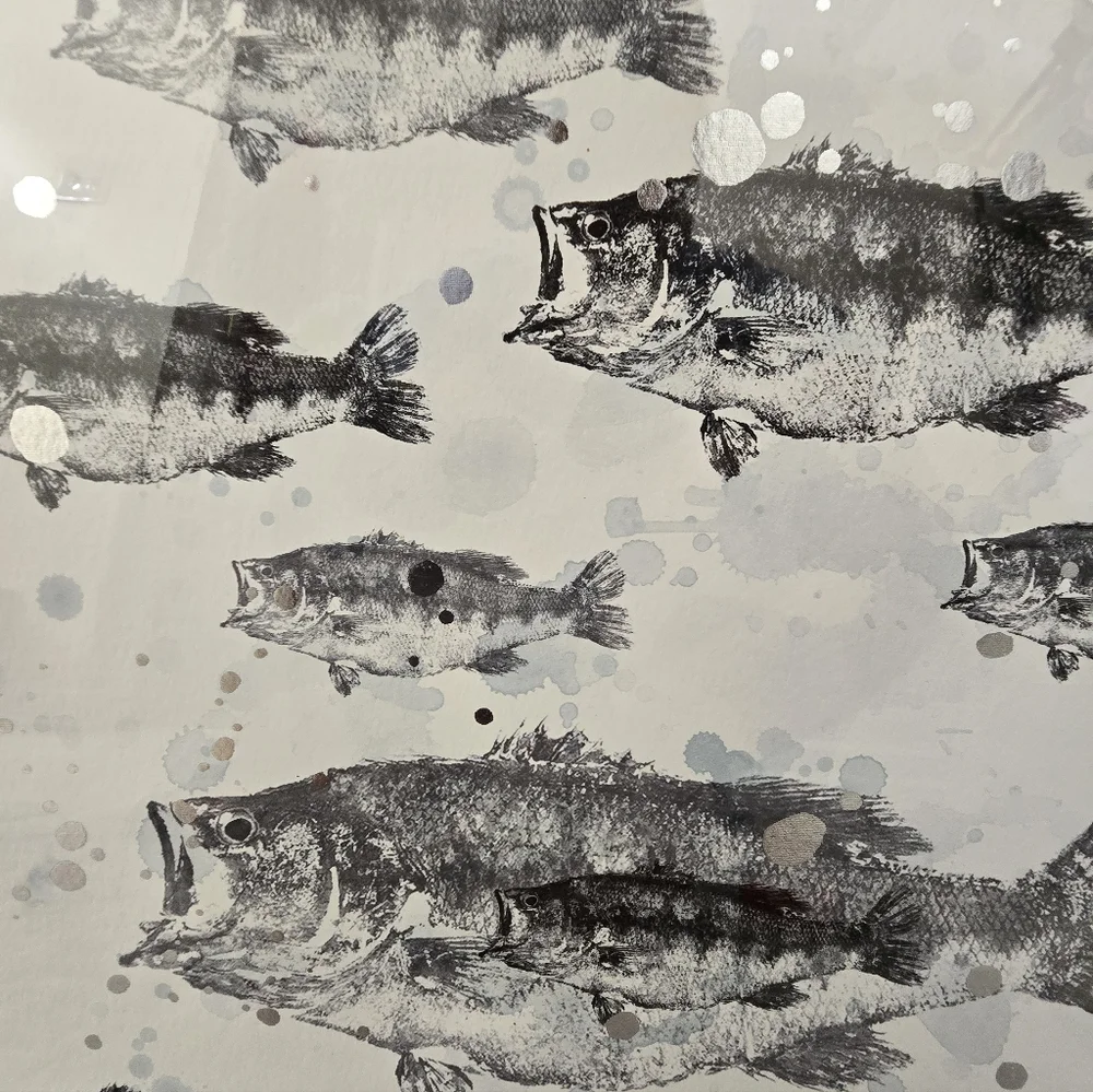 Gray Fish Art Print in Wooden Frame